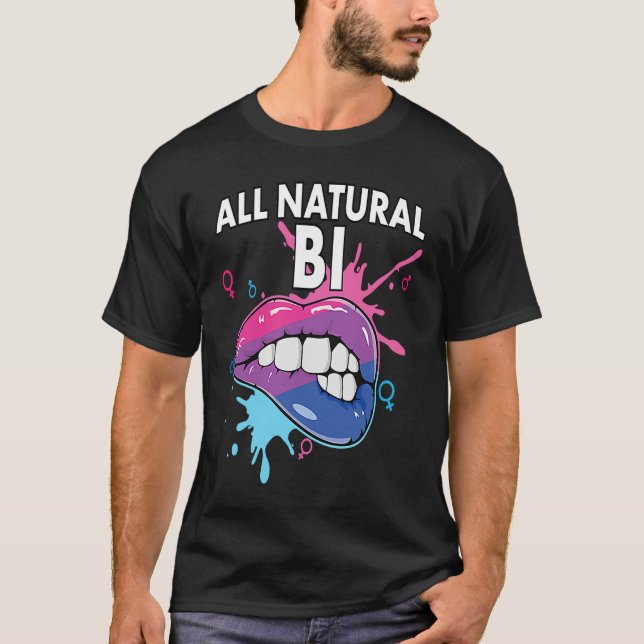 T-shirt All Natural Bi Flag Bisexual Rainbow Pride Bisexua (Devant)