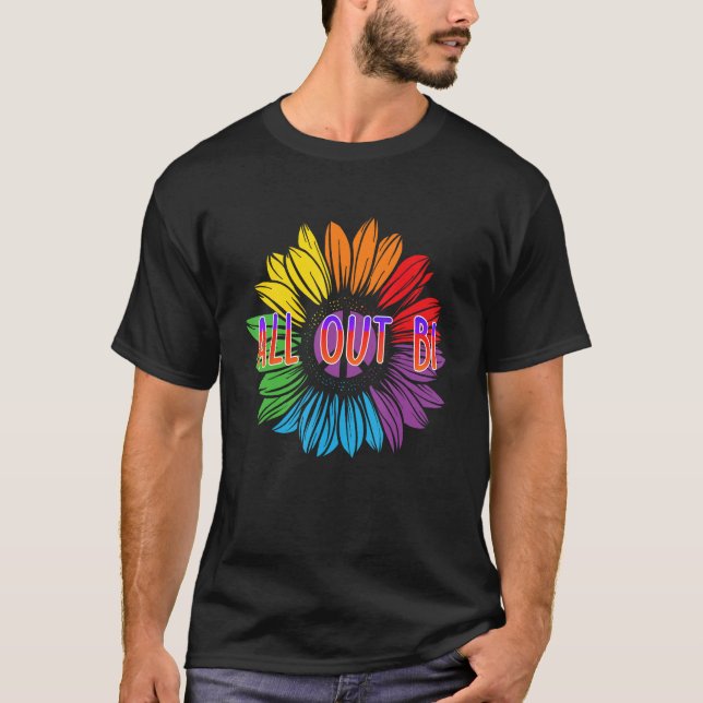T-shirt All Out Bi Bisexual Motivational Quote Bi Pride (Devant)