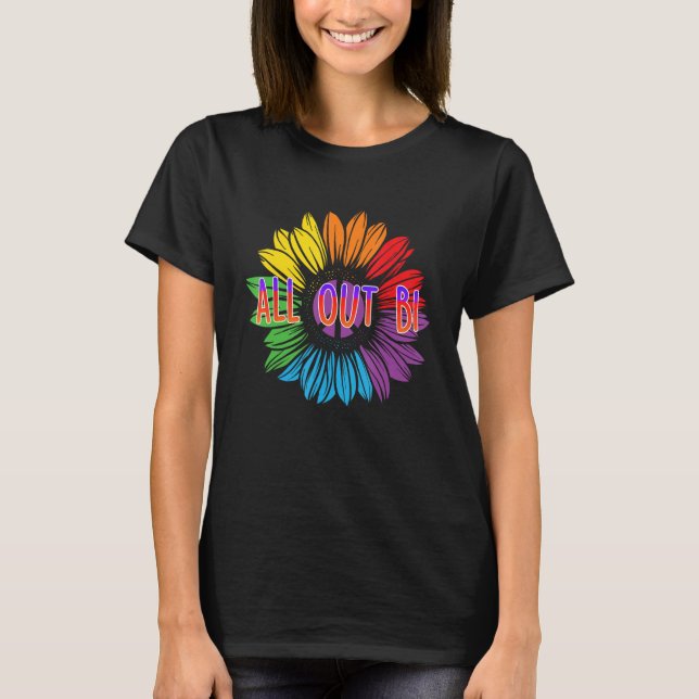 T-shirt All Out Bi Bisexual Motivational Quote Bi Pride (Devant)