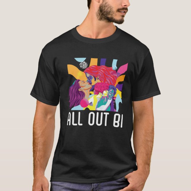 T-shirt All Out Bi Flag Bisexual Rainbow Pride Bisexuality (Devant)