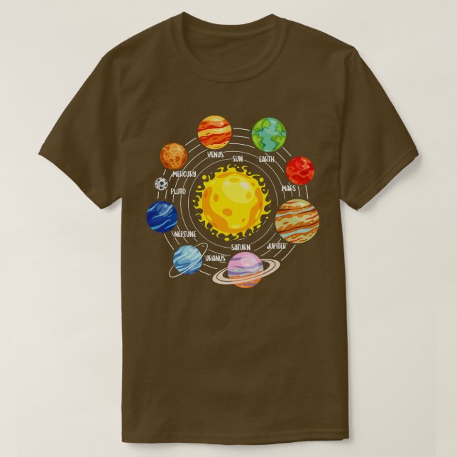 T-shirt All Solar Systems Planets Astronaut Science Space  (Design devant)
