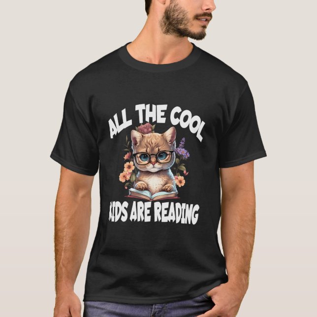 T-shirt All The Are Reading Cat For Readers (Devant)