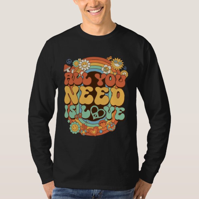 T-shirt All You Need Is Love Hippie Costume Daisy Groovy R (Devant)