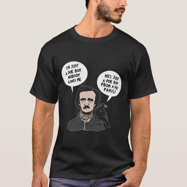 T-shirt Allan Edgar Poe Boy écrivain Raven Crow Gothic (Devant)