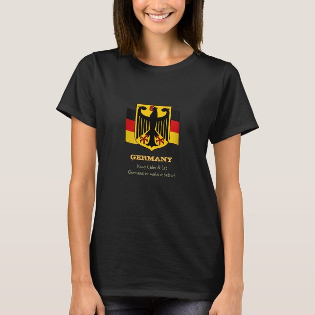 T-shirt Allemagne et garder le calme, drapeau allemand Pat (Devant)