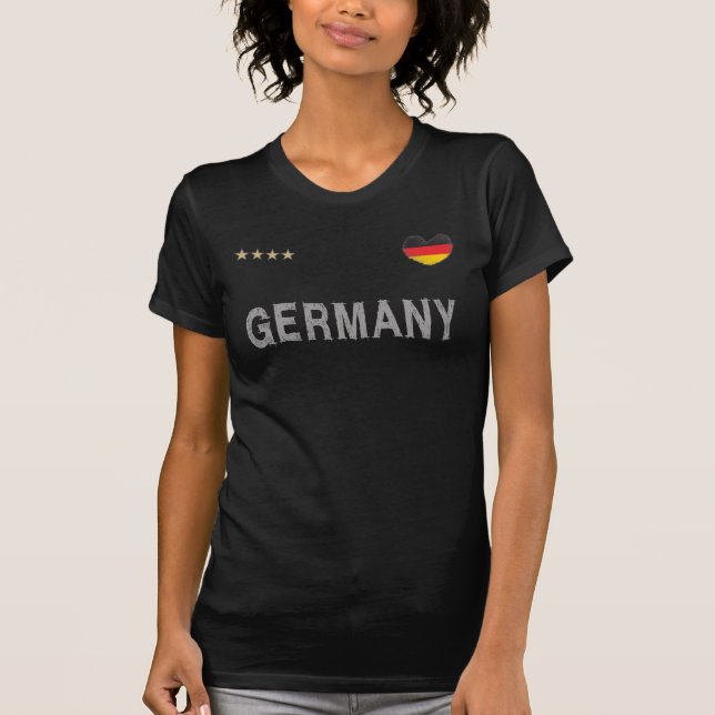 T-shirt Allemagne Football Fan Chemise Coeur (Devant)