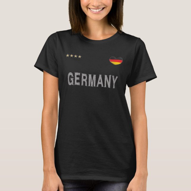 T-shirt Allemagne Football Fan Chemise Coeur (Devant)