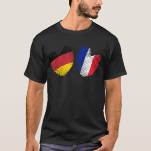 T-shirt Allemagne France Coeur Allemand Drapeau Français G