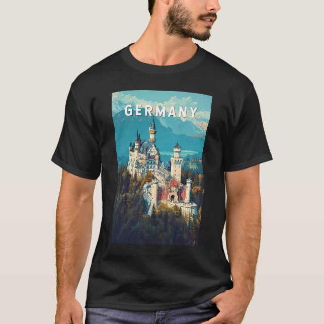 T-shirt Allemagne Illustration Voyage Art Vintage (Devant)