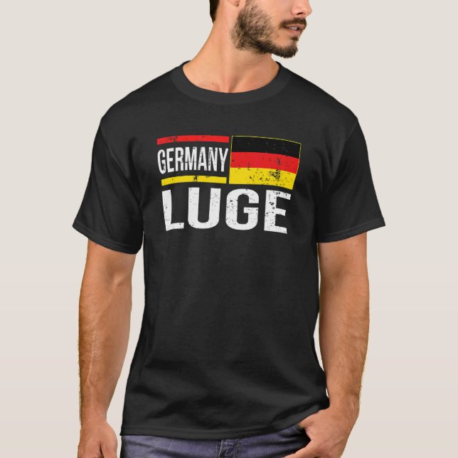 T-shirt Allemagne Luge Drapeau Sledge Racing Extrême Winte (Devant)