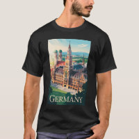 Allemagne Munich Illustration Voyage Art Vintage