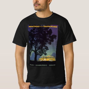 T-shirt Allemagne vintage, bus jaune la nuit, art de voyag