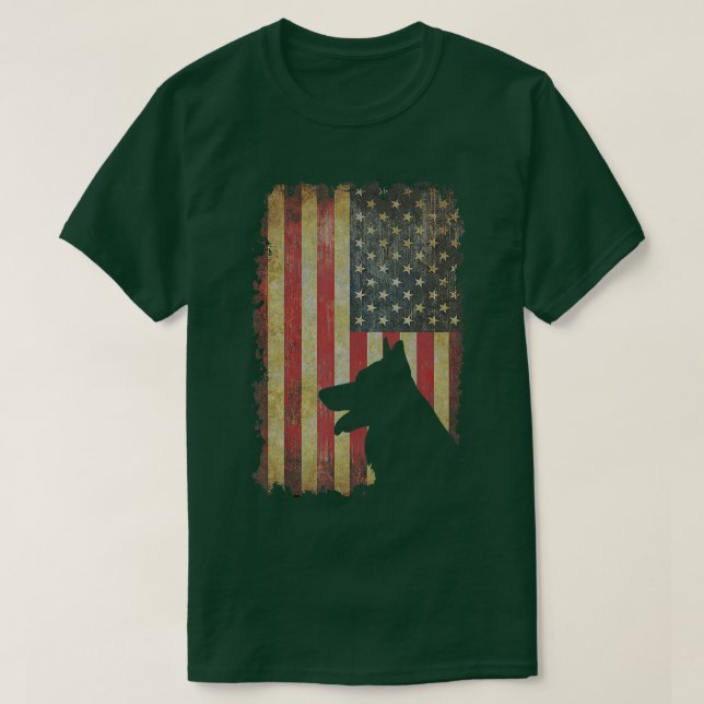 T-shirt Allemand Berger Américain Drapeau Amusant Chien Pr (Design devant)