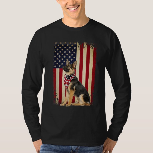 T-shirt Allemand Berger Drapeau Américain Indépendance 4e (Devant)