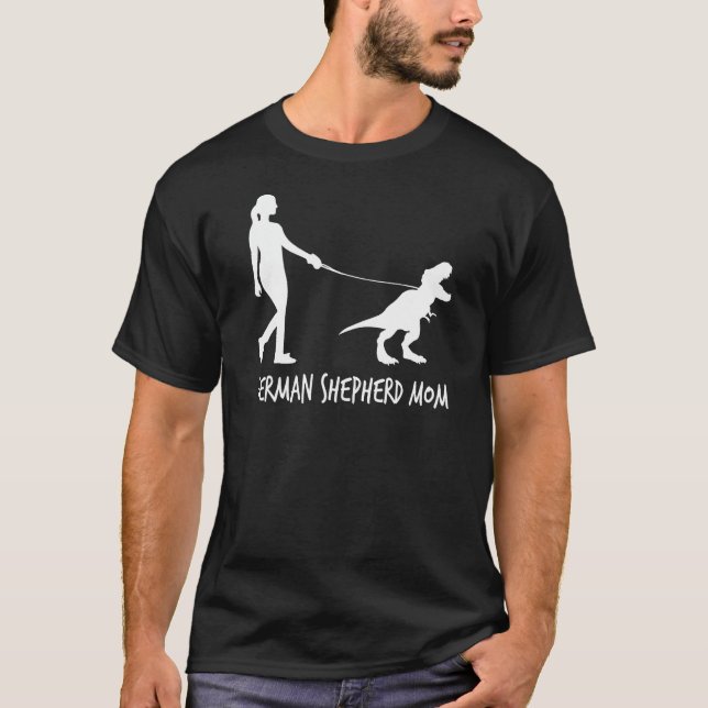 T-shirt Allemand Berger Maman Dinosaure GSD Propriétaires  (Devant)
