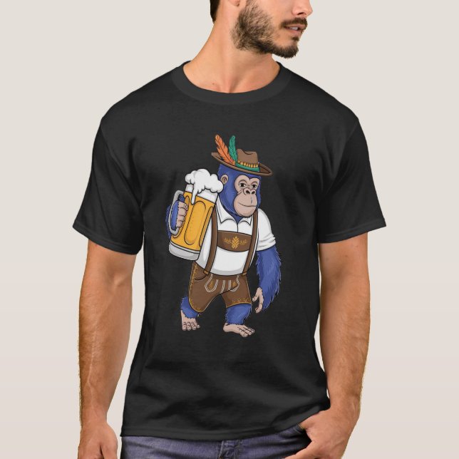 T-shirt Allemand Bigfoot Sasquatch Bière Lederhose Funny O (Devant)