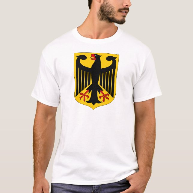 T-shirt Allemand Eagle sur le bouclier jaune (Devant)