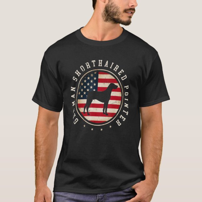 T-shirt Allemand Pointeur Raccourci Drapeau Usa 4 Juillet  (Devant)