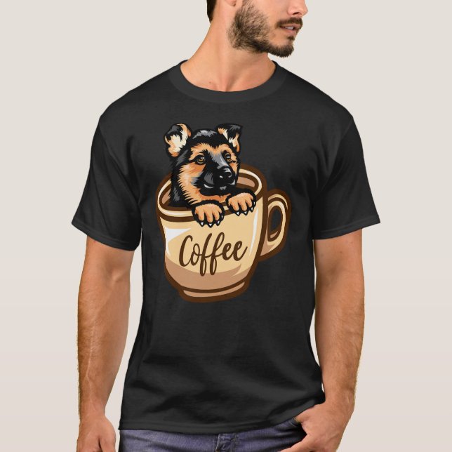T-shirt Allemand Shepherd Black Portrait Head Vector (Devant)
