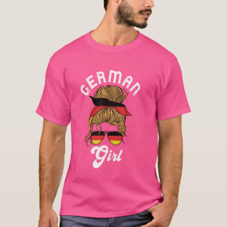 T-shirt Allemande fille Messy Bun Femme Deutschland Allema