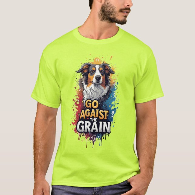 T-shirt Aller à contre-courant : Portrait de chien joyeux (Devant)