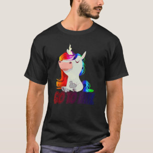 T-shirt Aller À L'Enfer Moyen Finger Unicorn