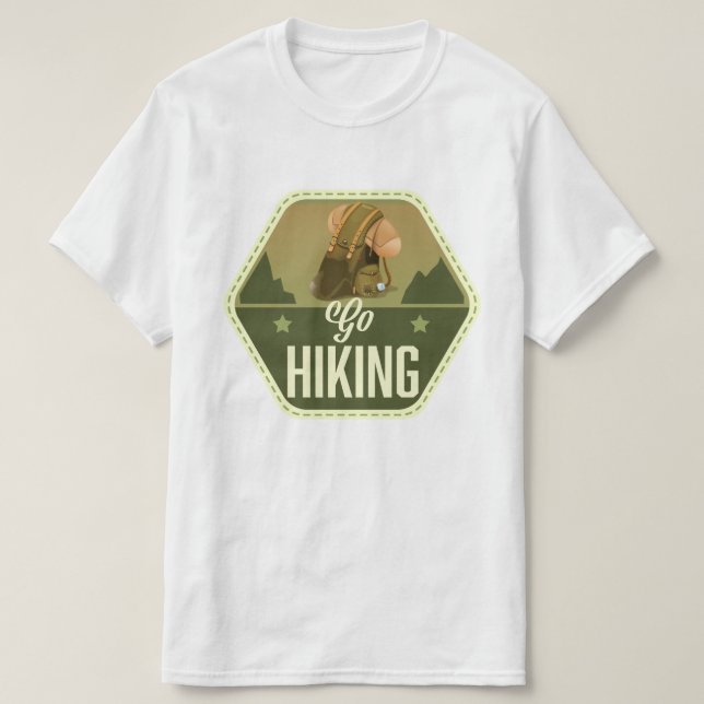 T-shirt Aller au patch de randonnée (Design devant)