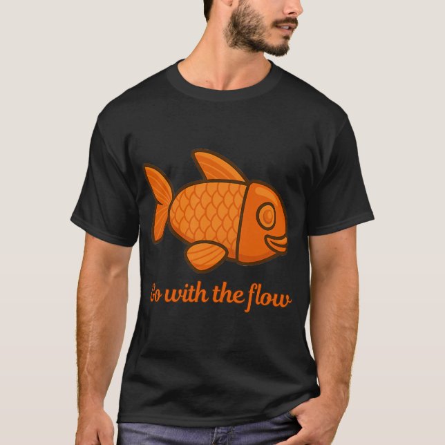 T-shirt Aller avec le courant – Illustration de poisson de (Devant)