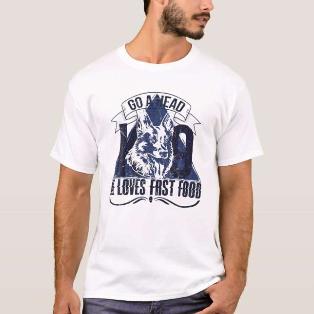 T-shirt Aller de l'avant course Il aime Fast Food German S (Devant)