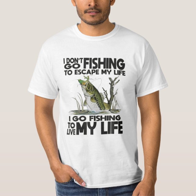 T-shirt aller pêcher pour échapper à ma vie (Devant)