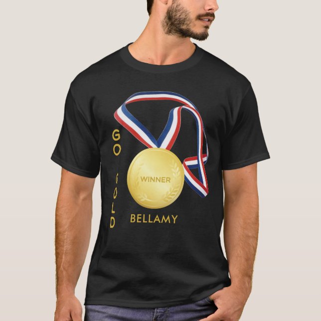 T-shirt Aller Pour Le Gold Sports Award Ajouter Le Nom Uni (Devant)