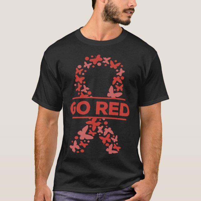 T-shirt Aller Rouge Pour Les Femmes Maladies Cardiaques Se (Devant)