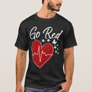 T-shirt Aller Rouge pour les femmes Red Heart Heart Diseas