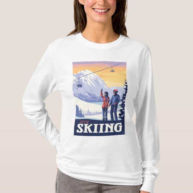 T-shirt Aller skier Vintage Imprimer (Devant)