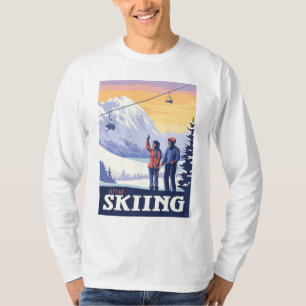 T-shirt Aller skier Vintage Imprimer