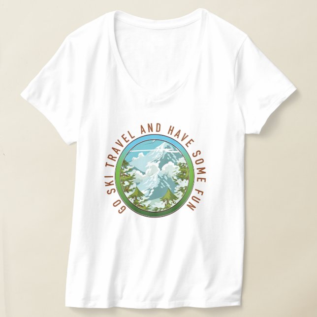 T-shirt Aller skier voyager et s'amuser logo de voyage. (Poser)