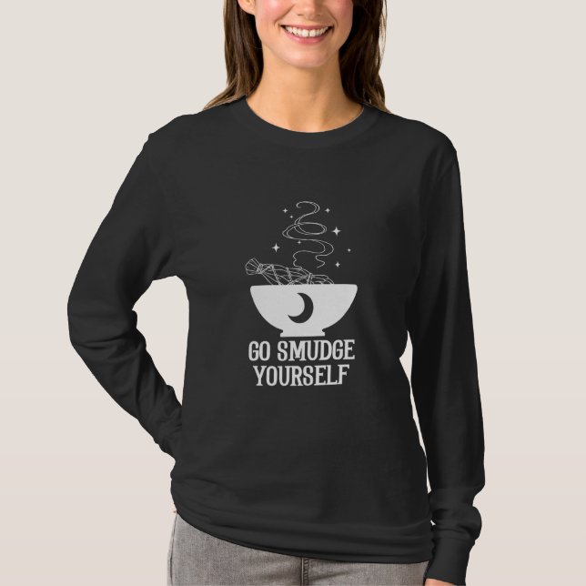 T-shirt Aller Smudge Yself Machine Wiccan Pagan Tarot D (Devant)