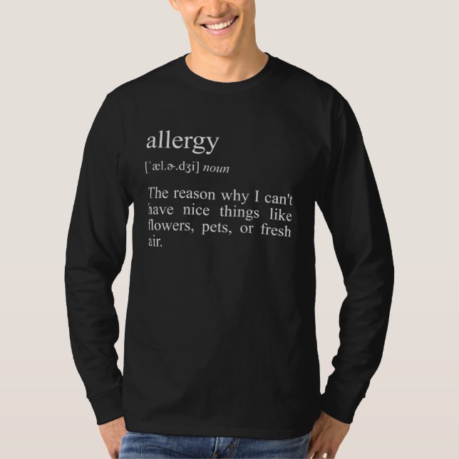 T-shirt Allergy Definition Hay Fever (Devant)