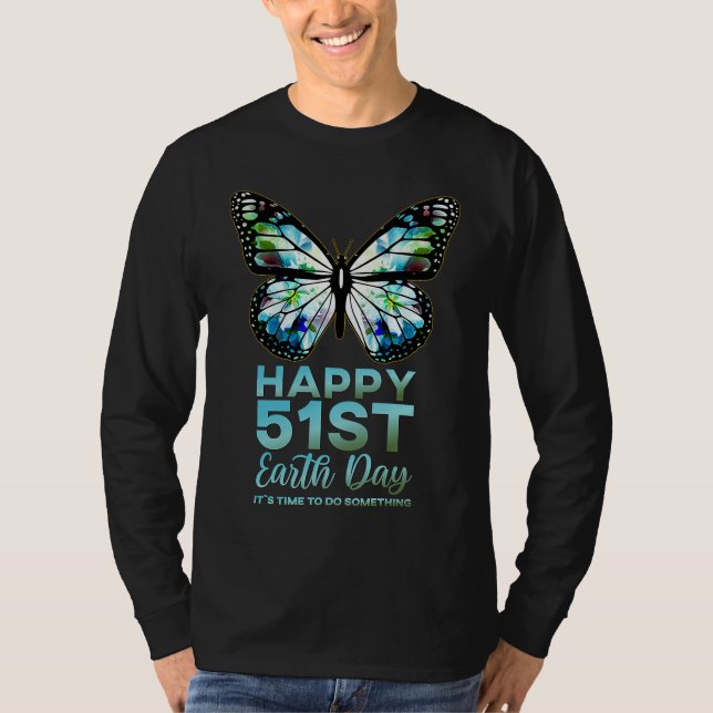 T-shirt Alles Gute zum 51st Day der Erde Monarch Flower Bu (Devant)