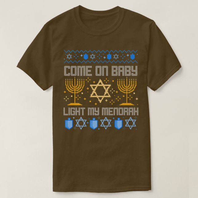 T-shirt Allez Baby Light My Menorah Jewish Ugly Hanoukka (Design devant)