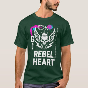 T-shirt Allez Cœur Rebelle Ailes de Crâne Punk Art de Rue