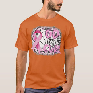 T-shirt Allez combattre un volleyball rose Cure Cancer du