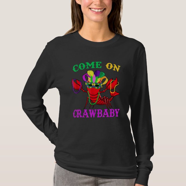 T-shirt Allez Crawbaby Crawfish Jester Beads Funny Mardi (Devant)