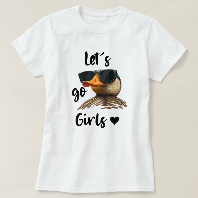 T-shirt Allez, les filles Coeur Drôle Canard Portant des l (Design devant)