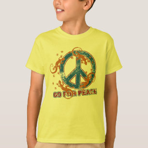 T-shirt ALLEZ POUR LA PAIX geckos grunge + votre backgr.