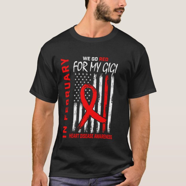 T-shirt Allez Rouge Pour Ma Gigi Sensibilisation à l'Améri (Devant)