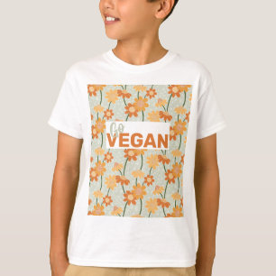 T-shirt Allez Vegan ! Joli rétro muté fleurs des années 19