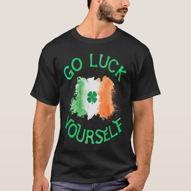 T-shirt Allez vous faire plaisir Drapeau irlandais Shamroc (Devant)