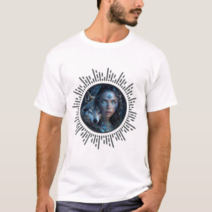 T-shirt Alliance céleste du loup et de la belle femme