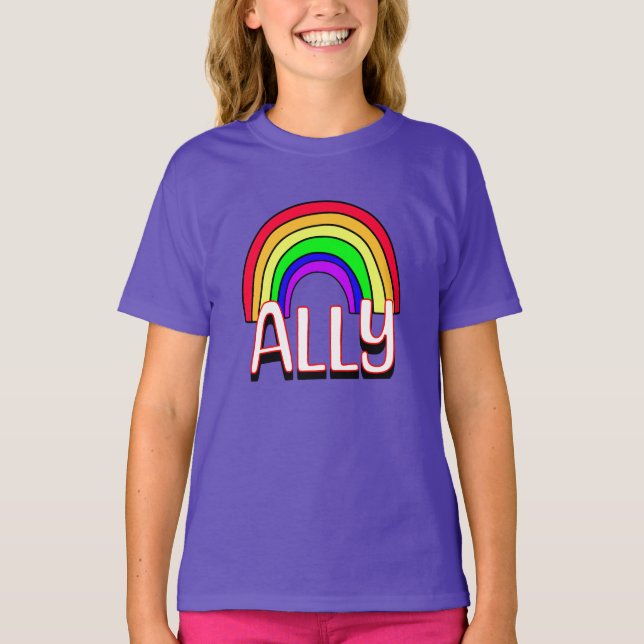 T-shirt Alliance LGBTQIA+ | Cute Arc en ciel et Fierté car (Devant)